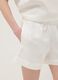 White linen-viscose blend shorts with elasticated waist, regular fit_3