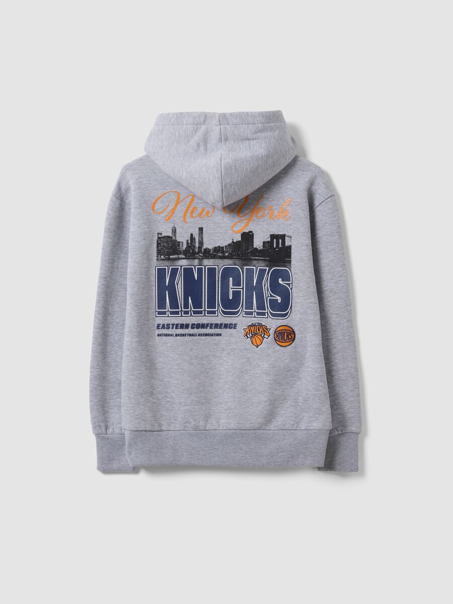 Grey cotton-blend hoodie with New York Knicks print_2