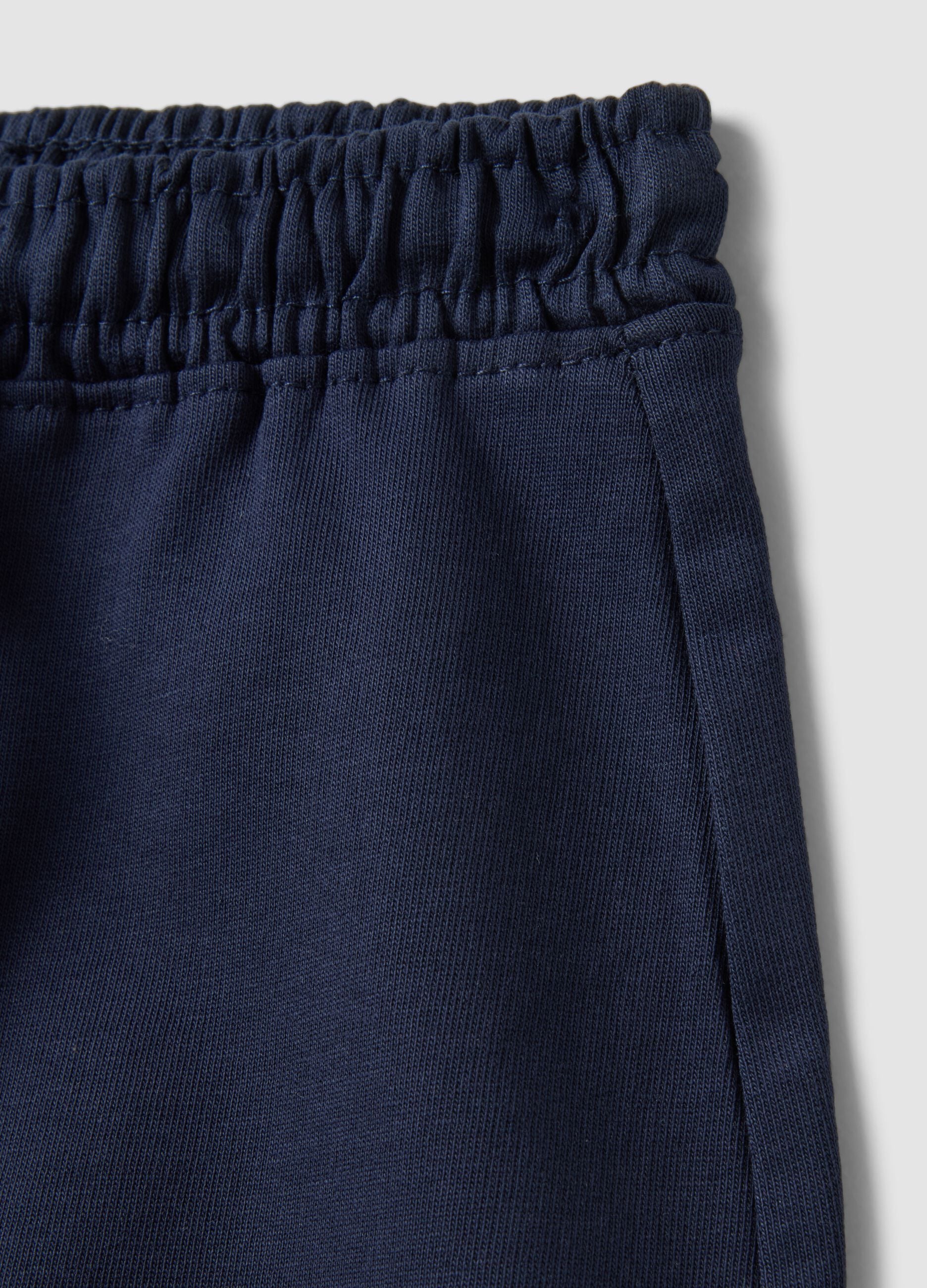 Girls' blue 100% cotton regular-fit shorts