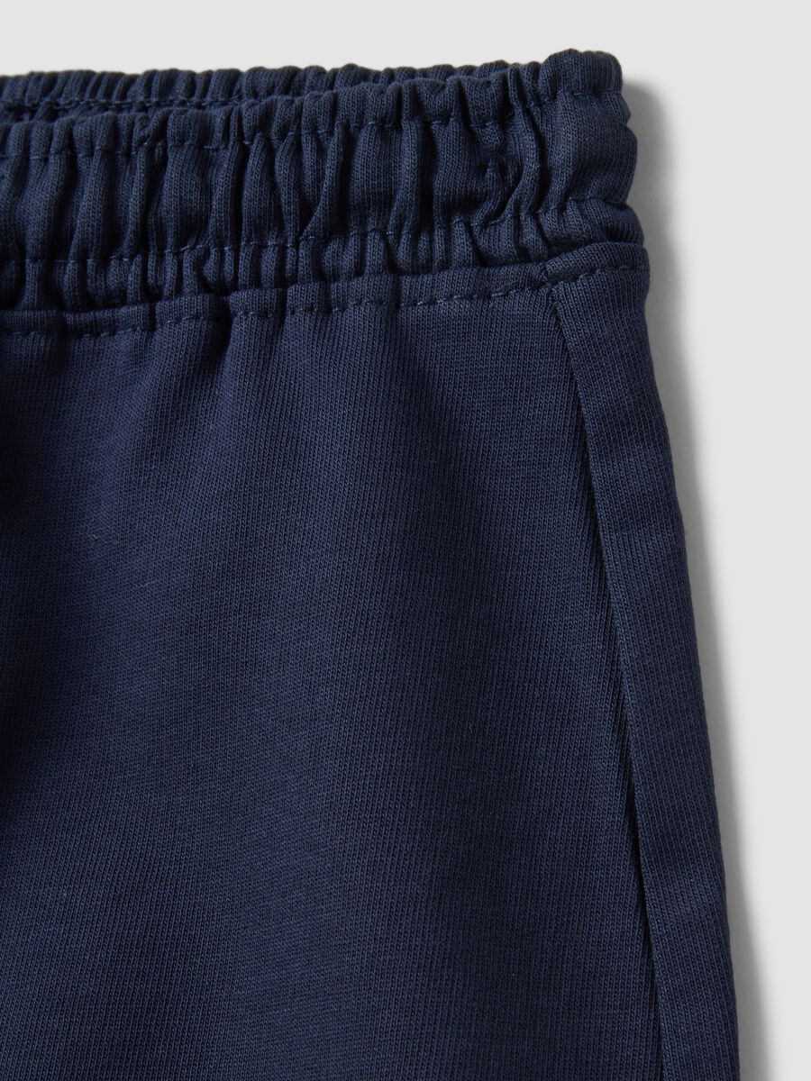 Pantaloni corti in puro cotone blu da bimba regular fit_3