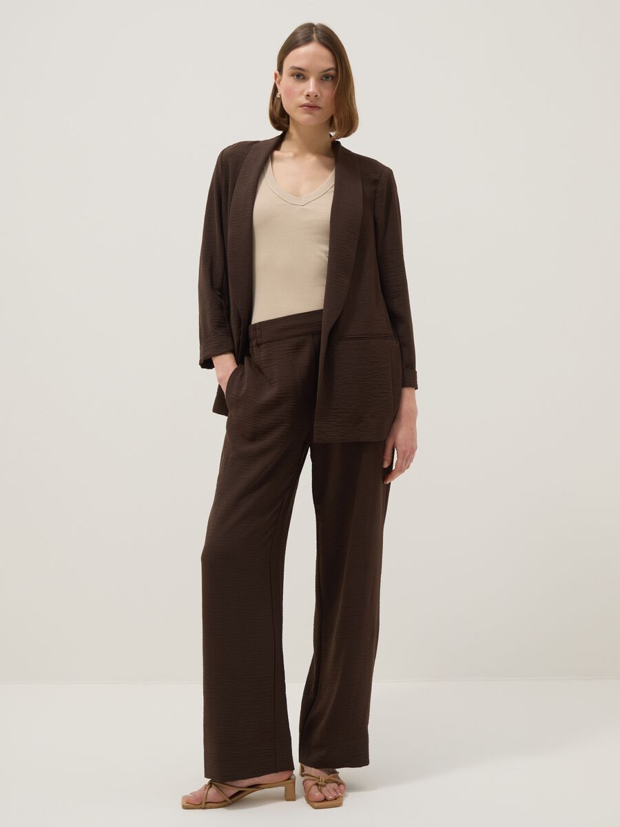 Pantaloni marroni con vita elasticizzata wide leg_0