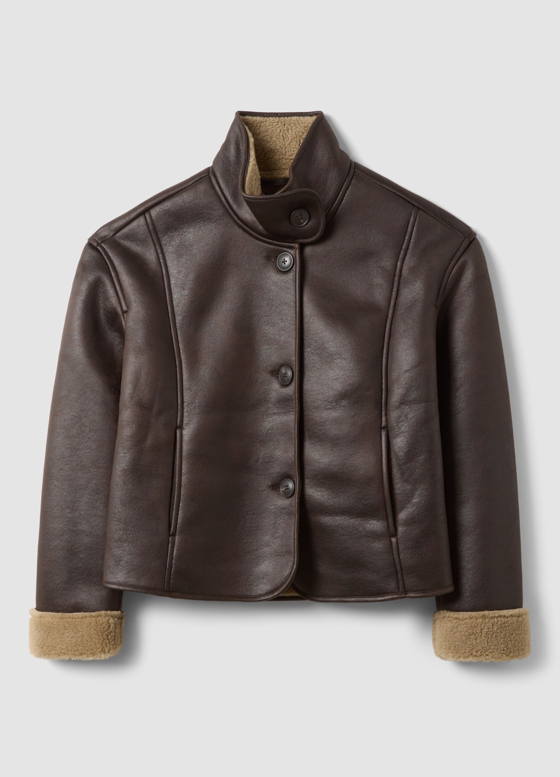 Brown jacket with contrast lining