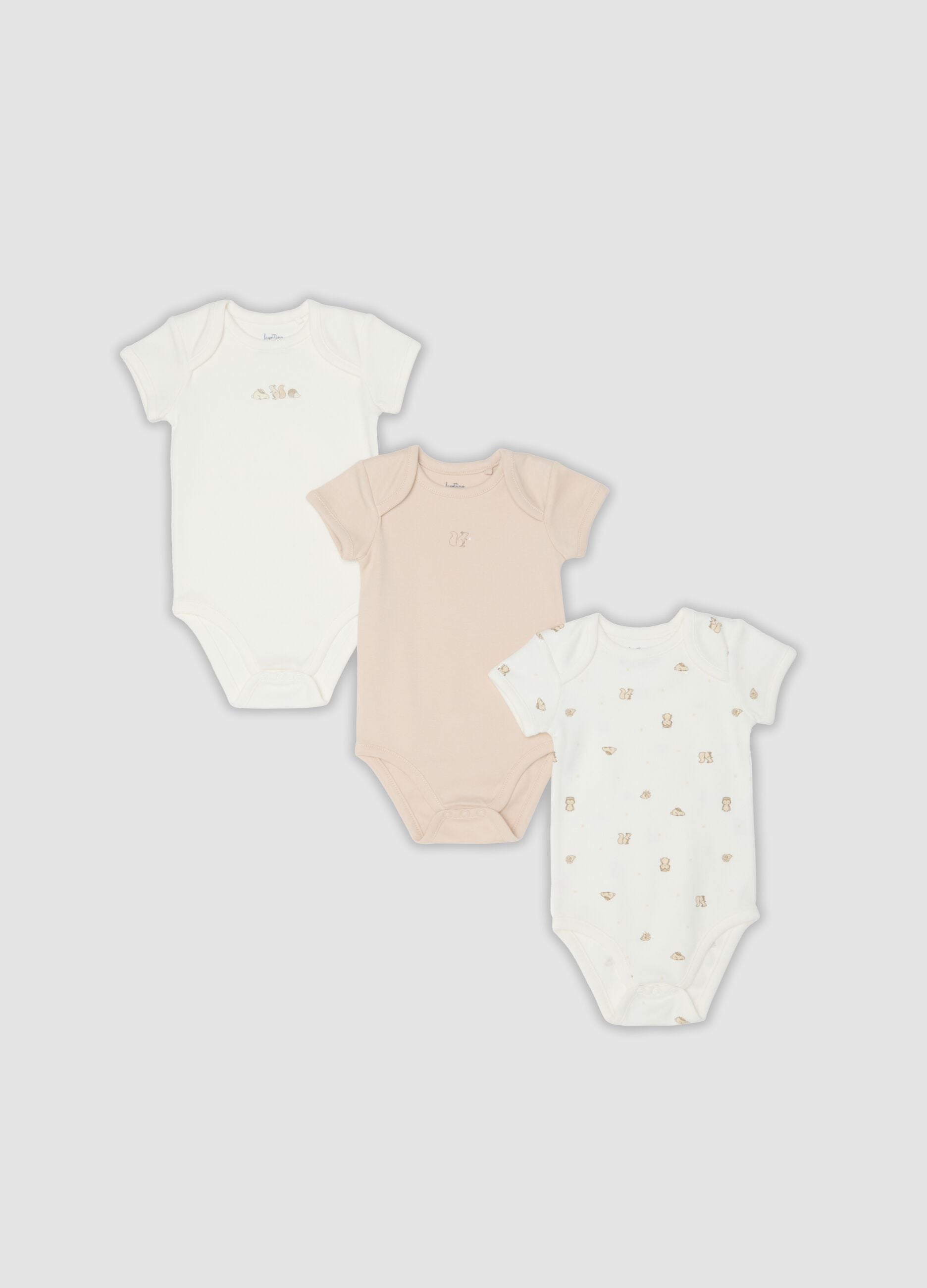 Multicolour 3-pack organic cotton printed bodysuits for babies