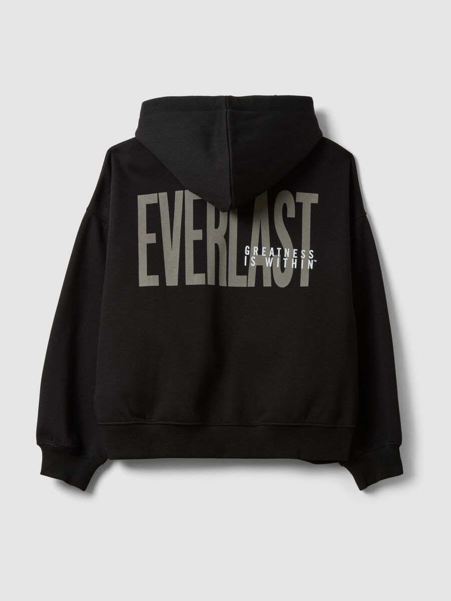 Black cotton-blend hoodie with print_2