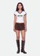 White pure-cotton V-neck T-shirt with front print_0