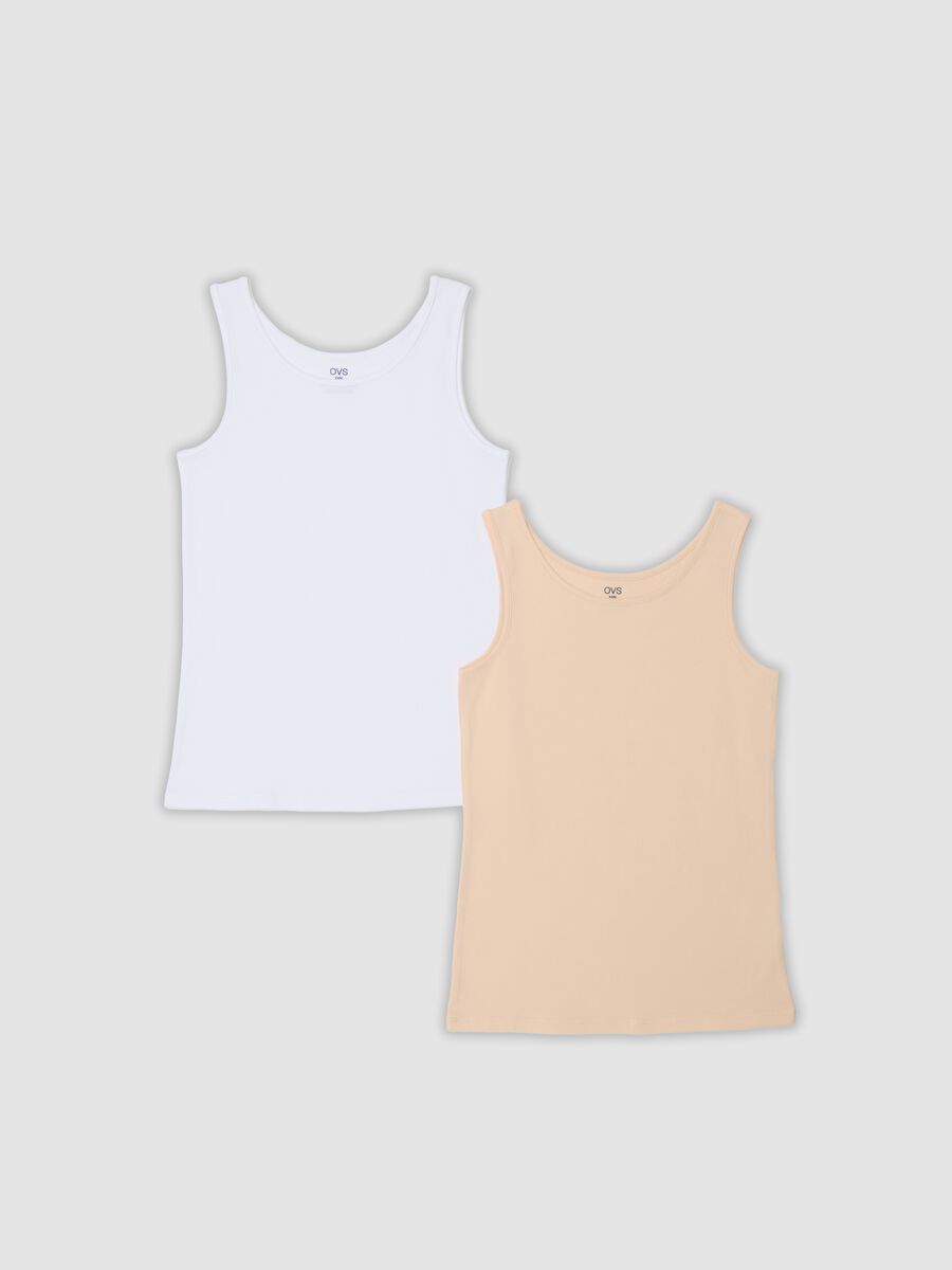 Two-pack of multicolour regular-fit vests in stretch organic cotton_0