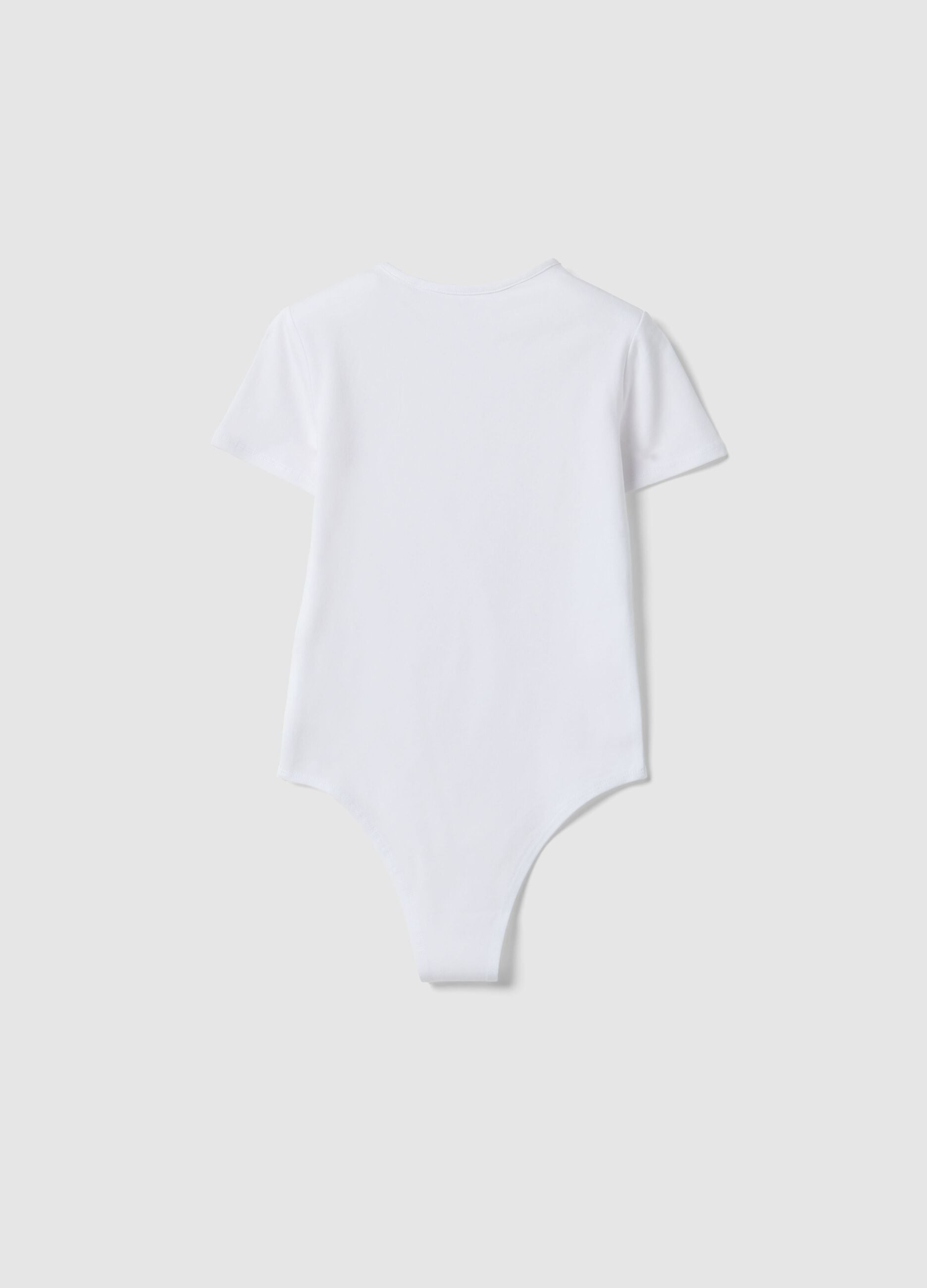 Girl's fitted white stretch cotton bodysuit