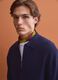 Blue pure cotton polo with zip and classic collar_0
