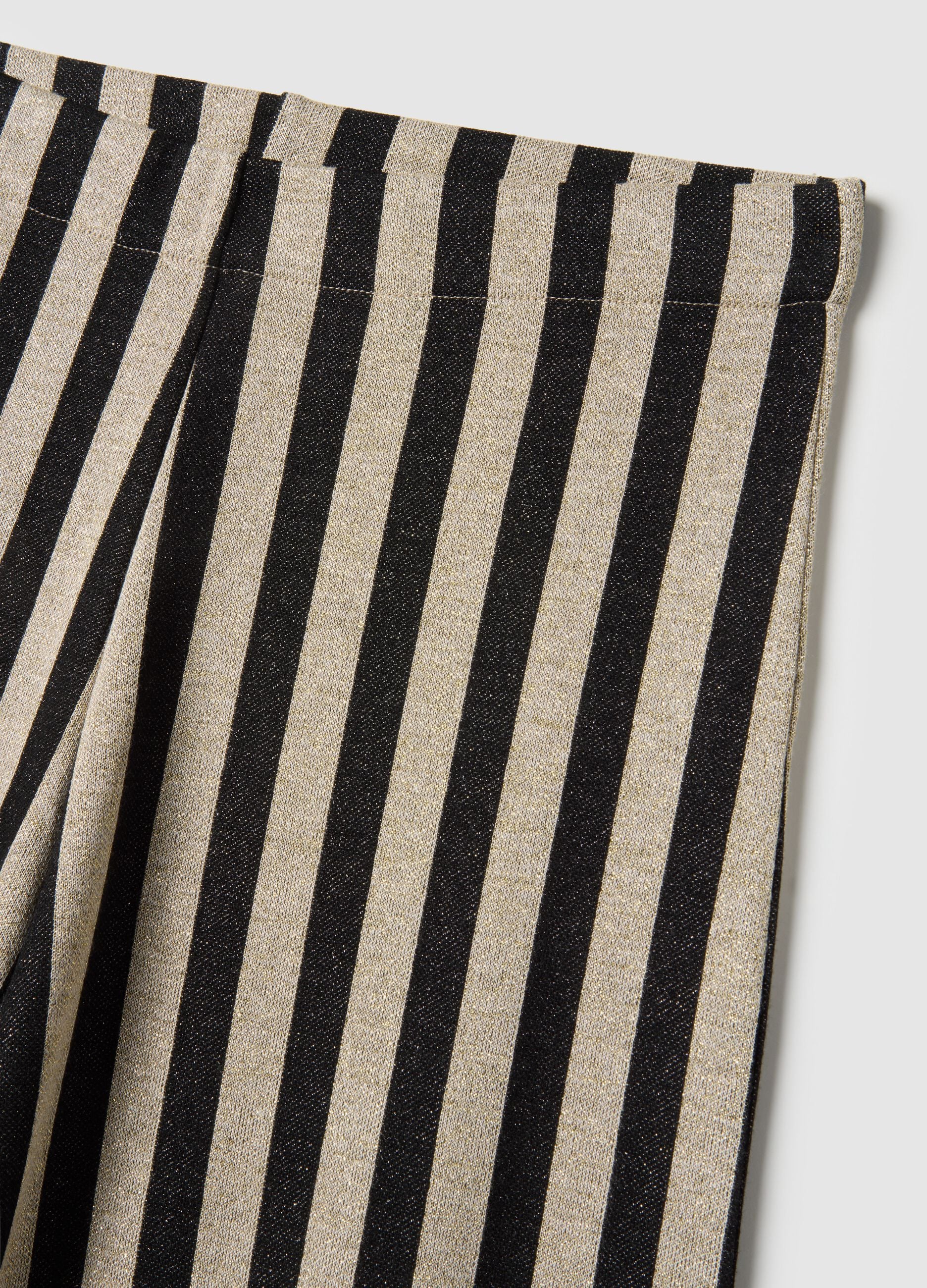 Multicolour striped regular fit viscose blend trousers