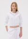 White hooded zip-up sweatshirt in cotton blend for girls, regular fit_0