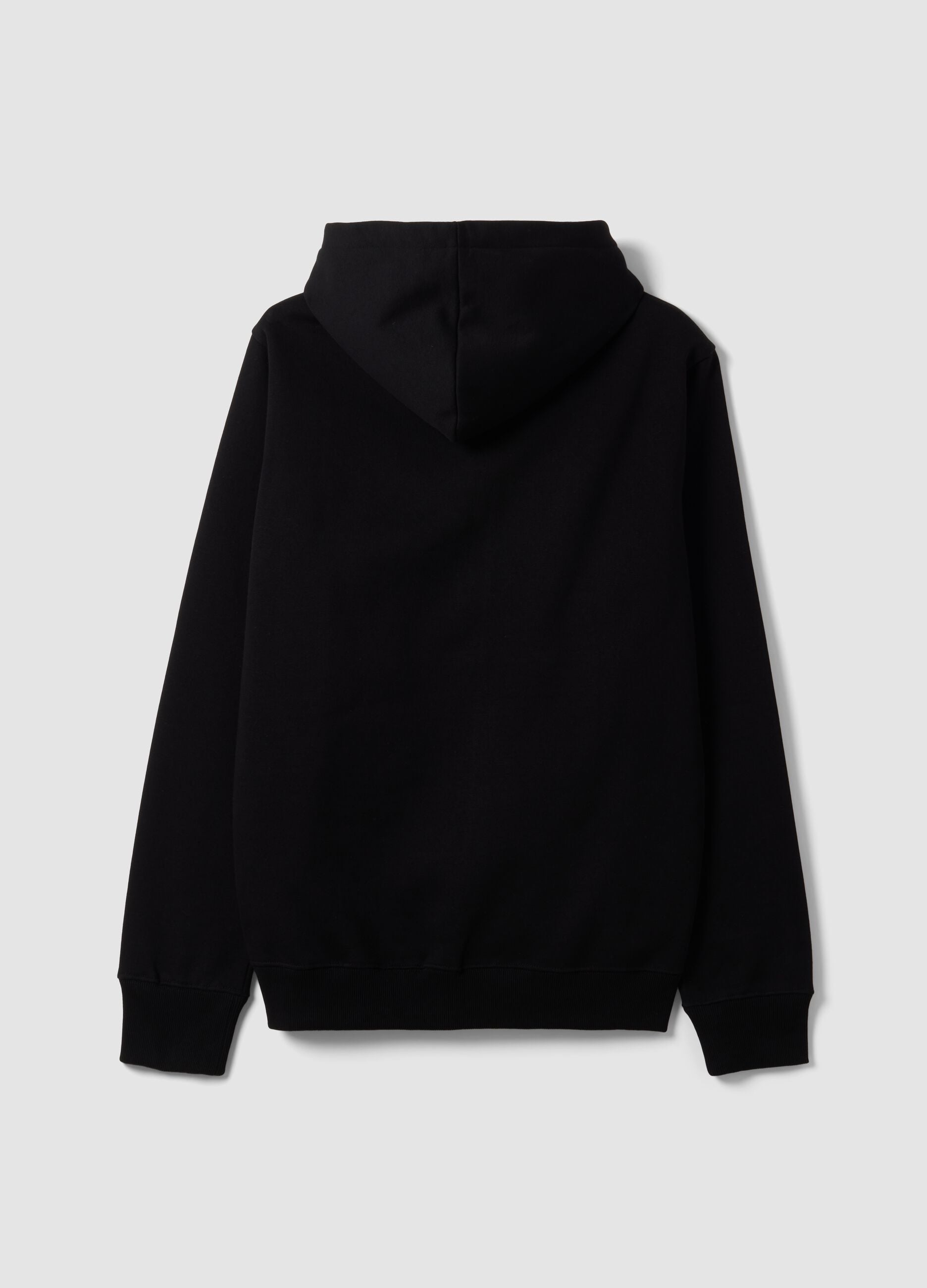 Black cotton-blend zip-up hoodie