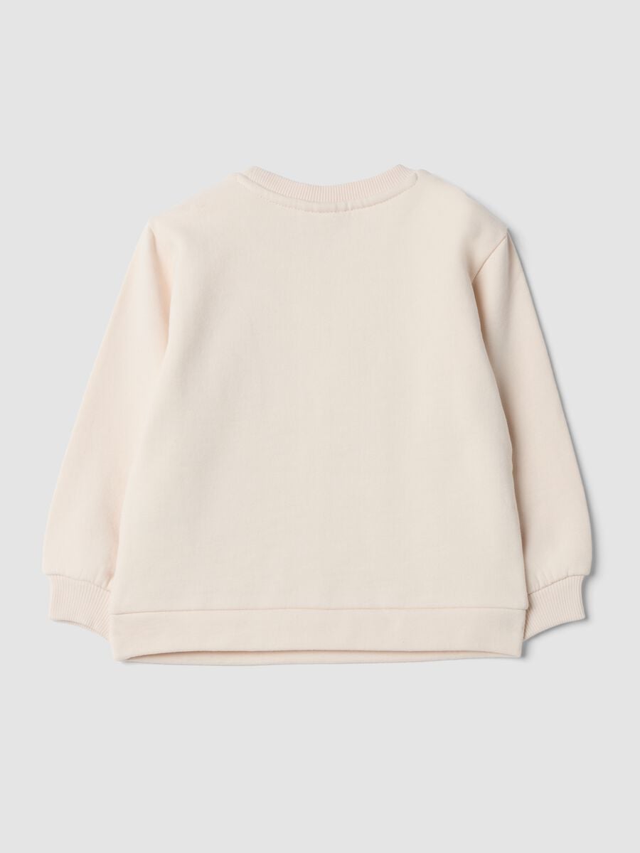 Beige pure cotton printed crew-neck sweatshirt_1