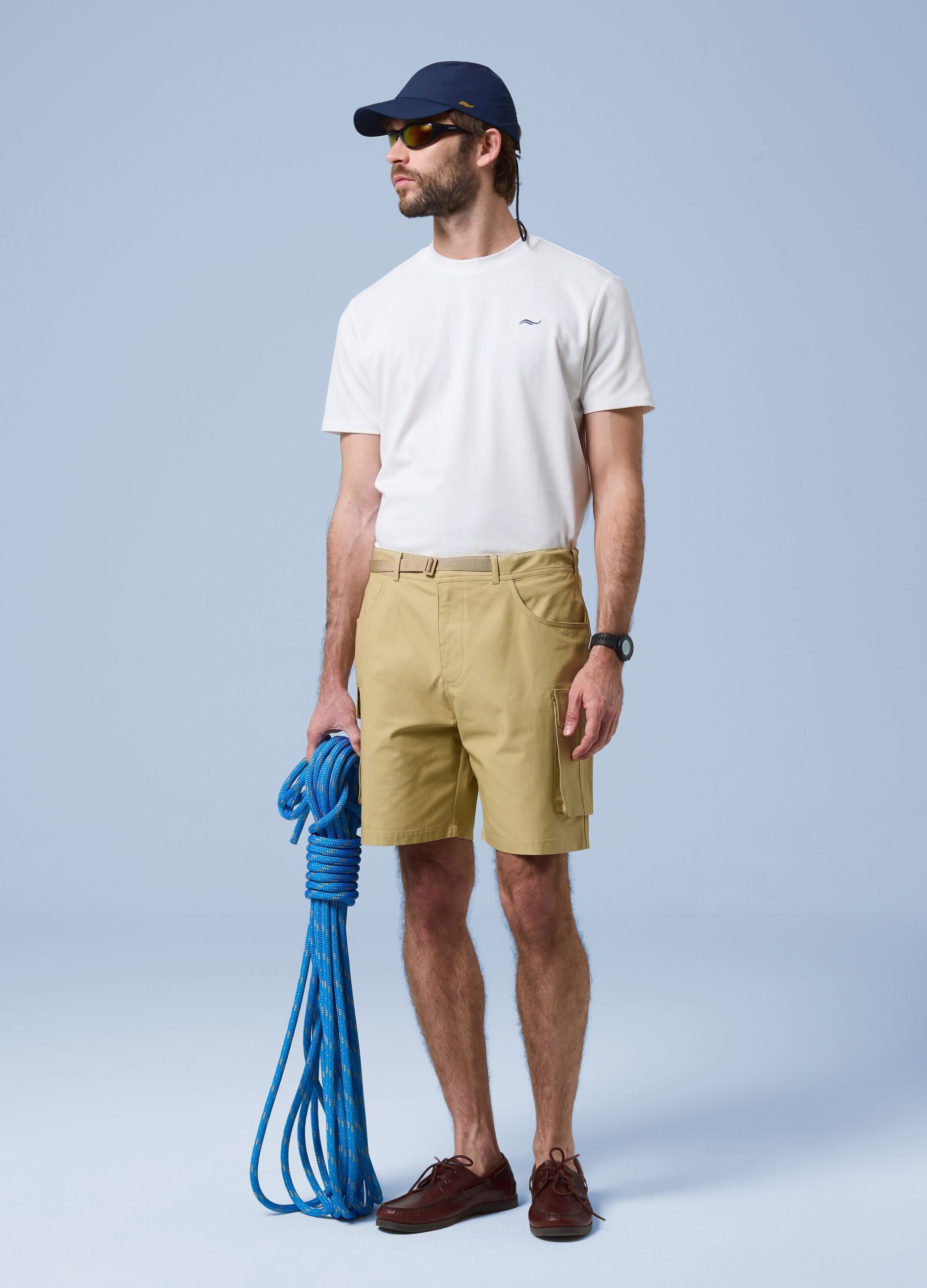 ALTAVIA SAILING beige pure cotton cargo shorts