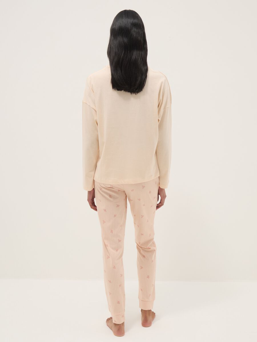Pigiama in puro cotone beige regular fit con scritta_2