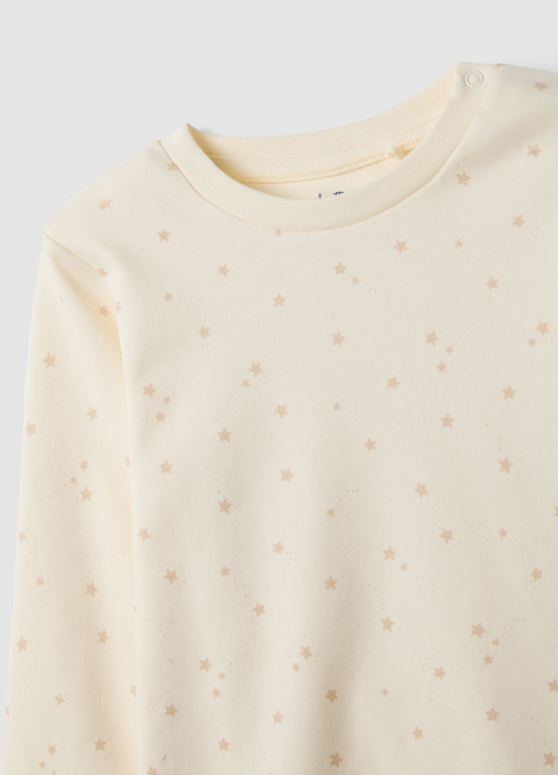 White organic cotton crew-neck pyjamas for babies
