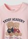 Pink pure organic cotton teddy print T-shirt for girls_2