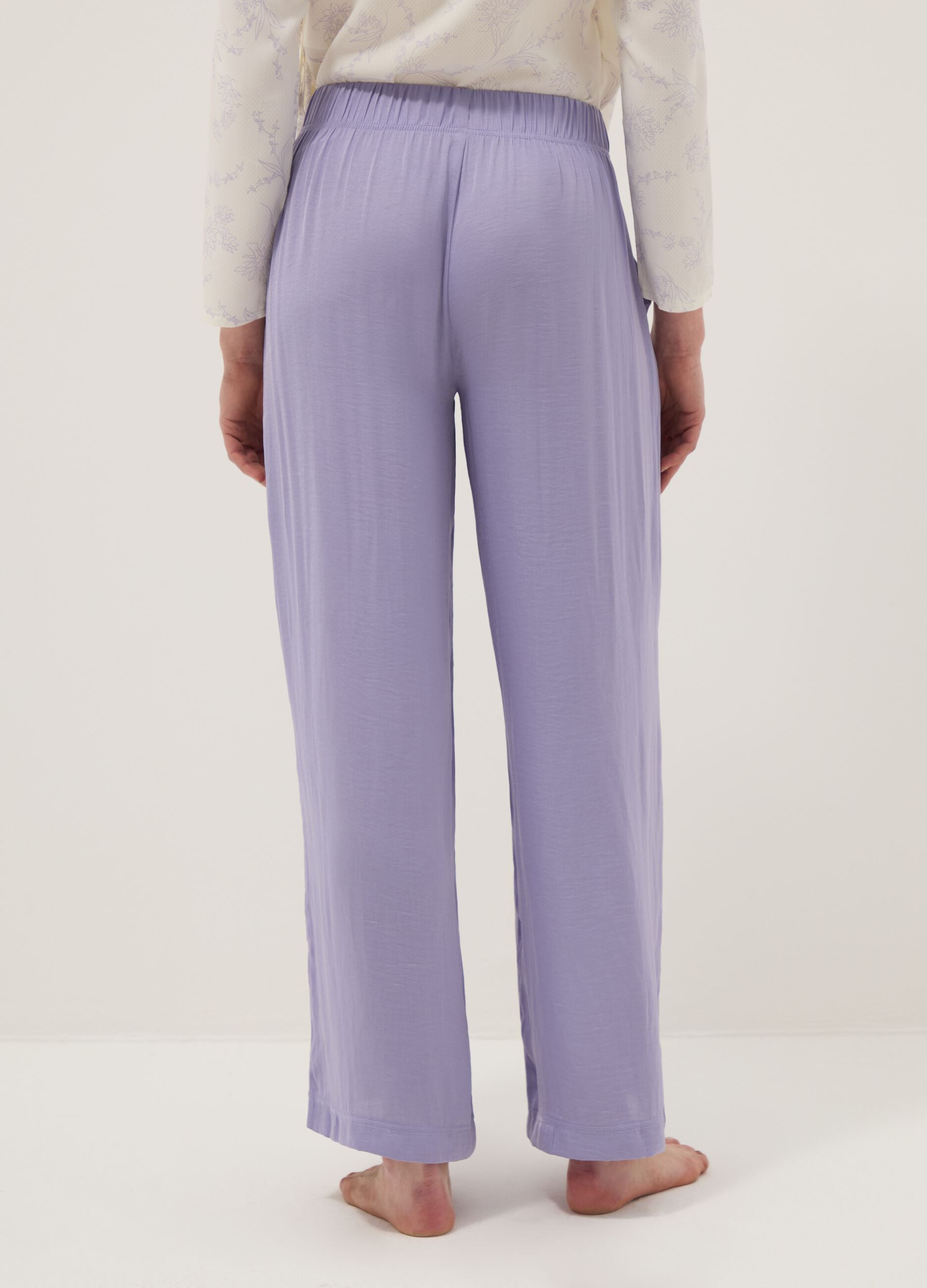 Regular fit purple pure cotton trousers