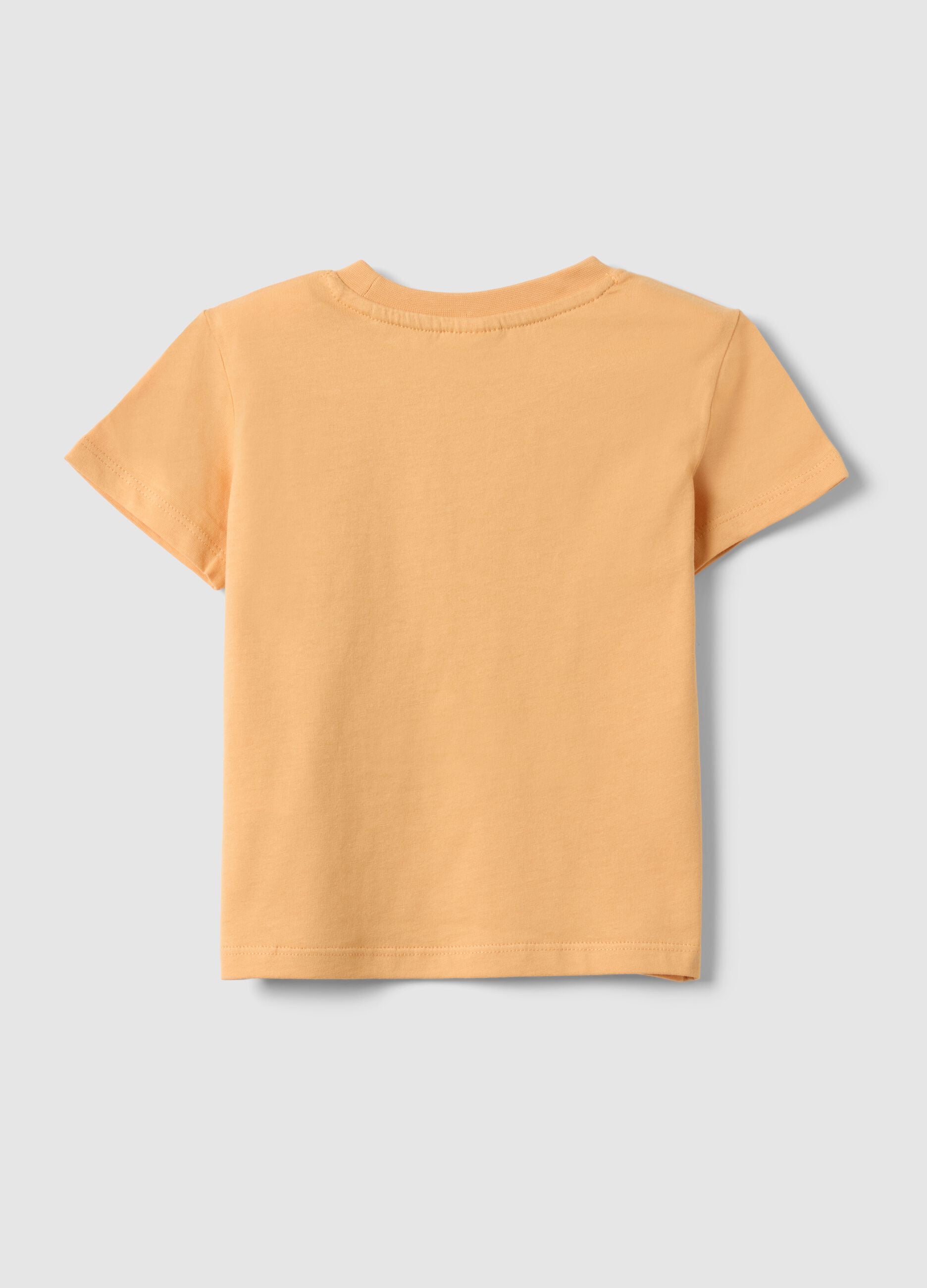 Regular fit orange pure cotton t-shirt for children with print