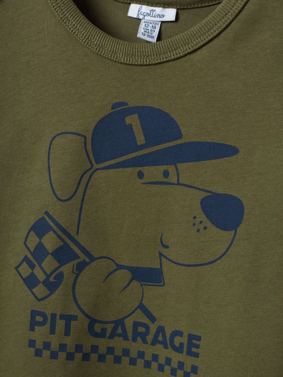 Green organic cotton T-shirt with puppy print for baby boy_2