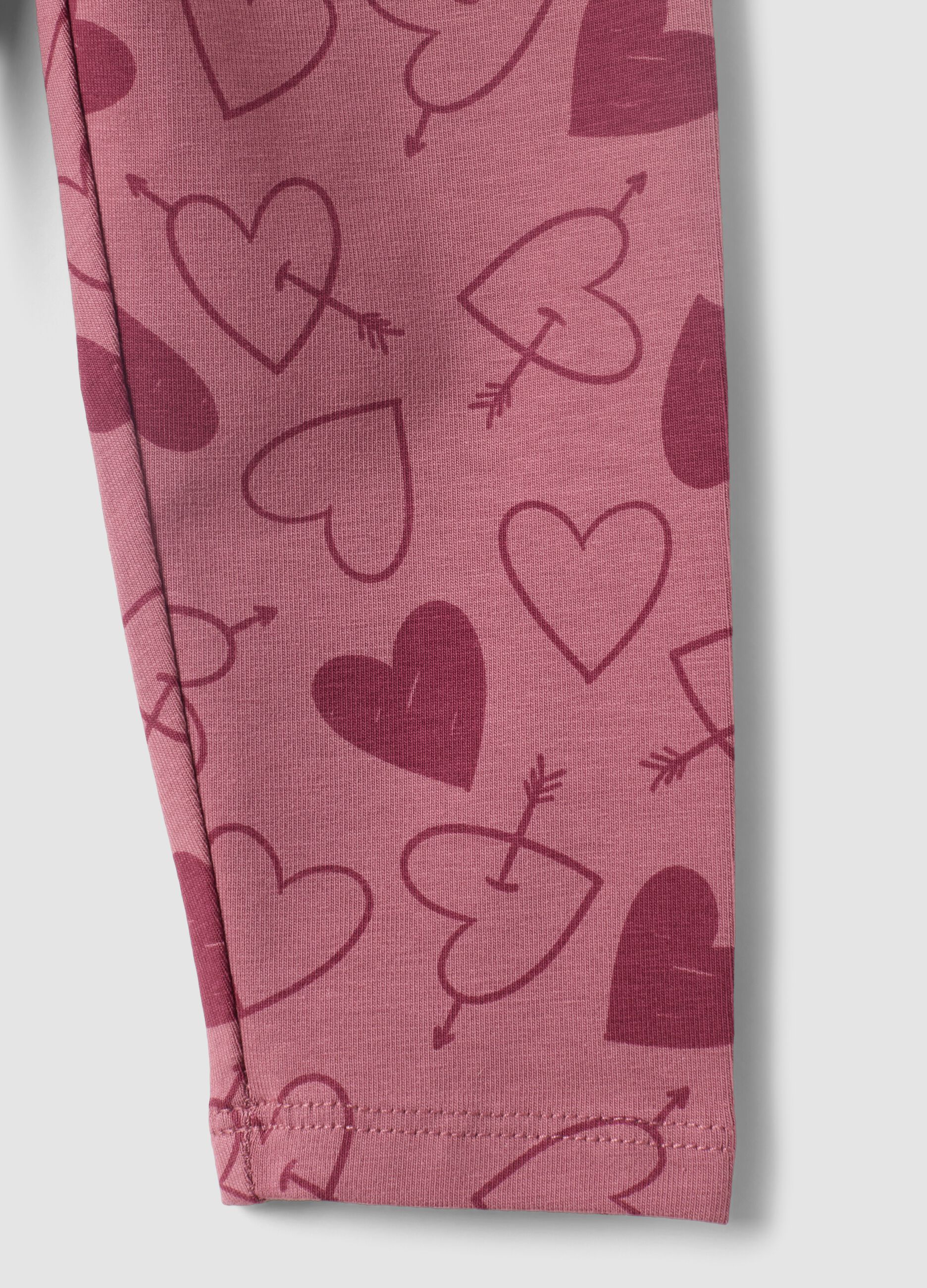 Purple organic cotton-blend leggings with animal print for baby girls