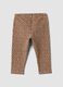 Brown stretch cotton leggings with heart print_1