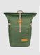 Green roll-top backpack with pockets_0