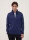 Blue full-zip sweatshirt with high neck and logo_0