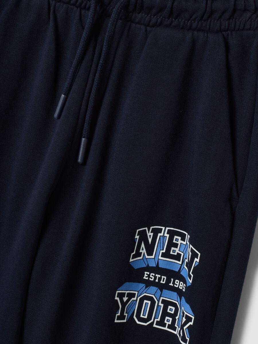 Blue cotton and viscose blend jogger trousers_2