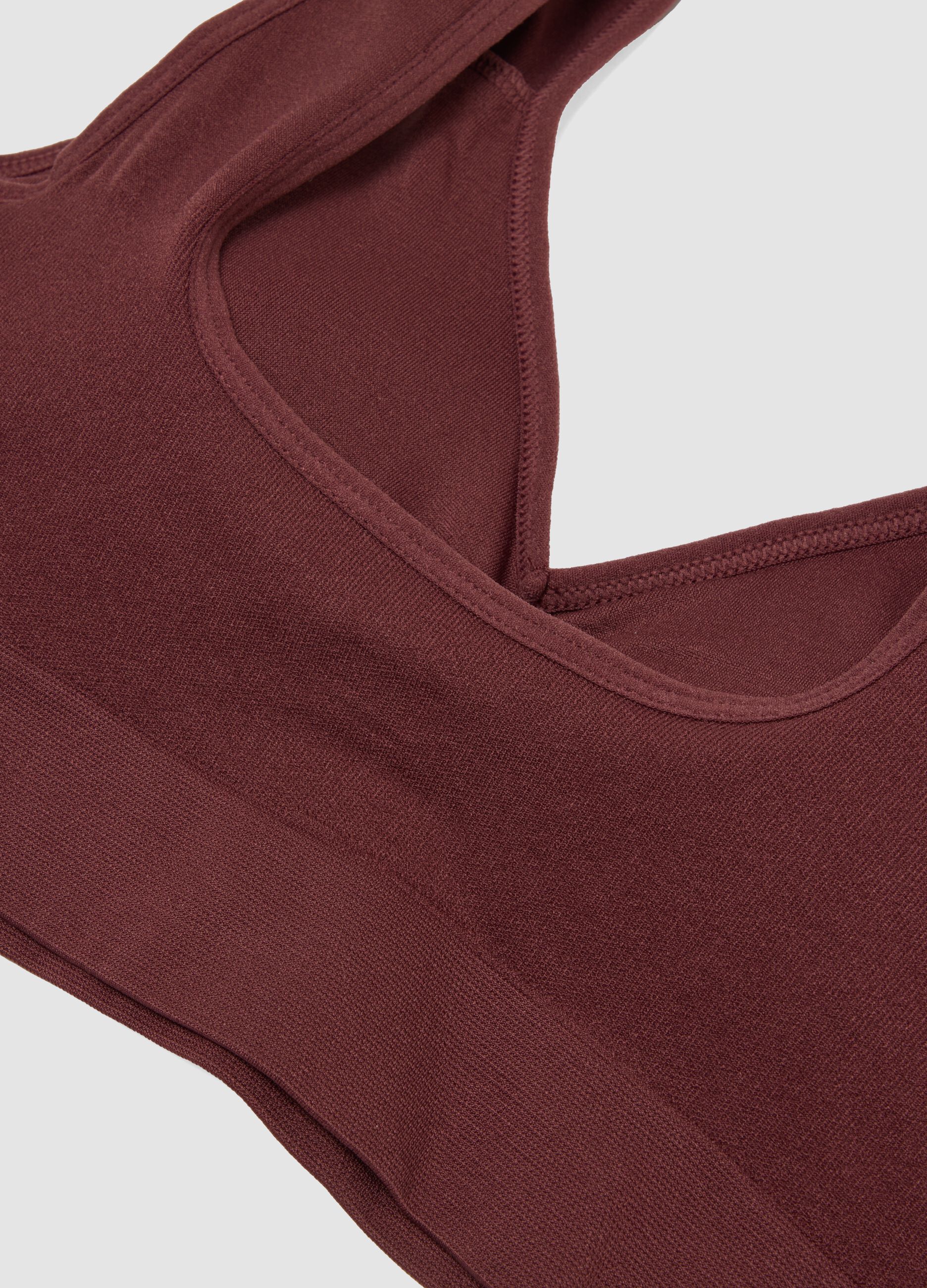 Brown stretch-fabric bra with removable padding