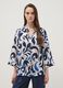 Multicolour patterned long-sleeve V-neck blouse_0