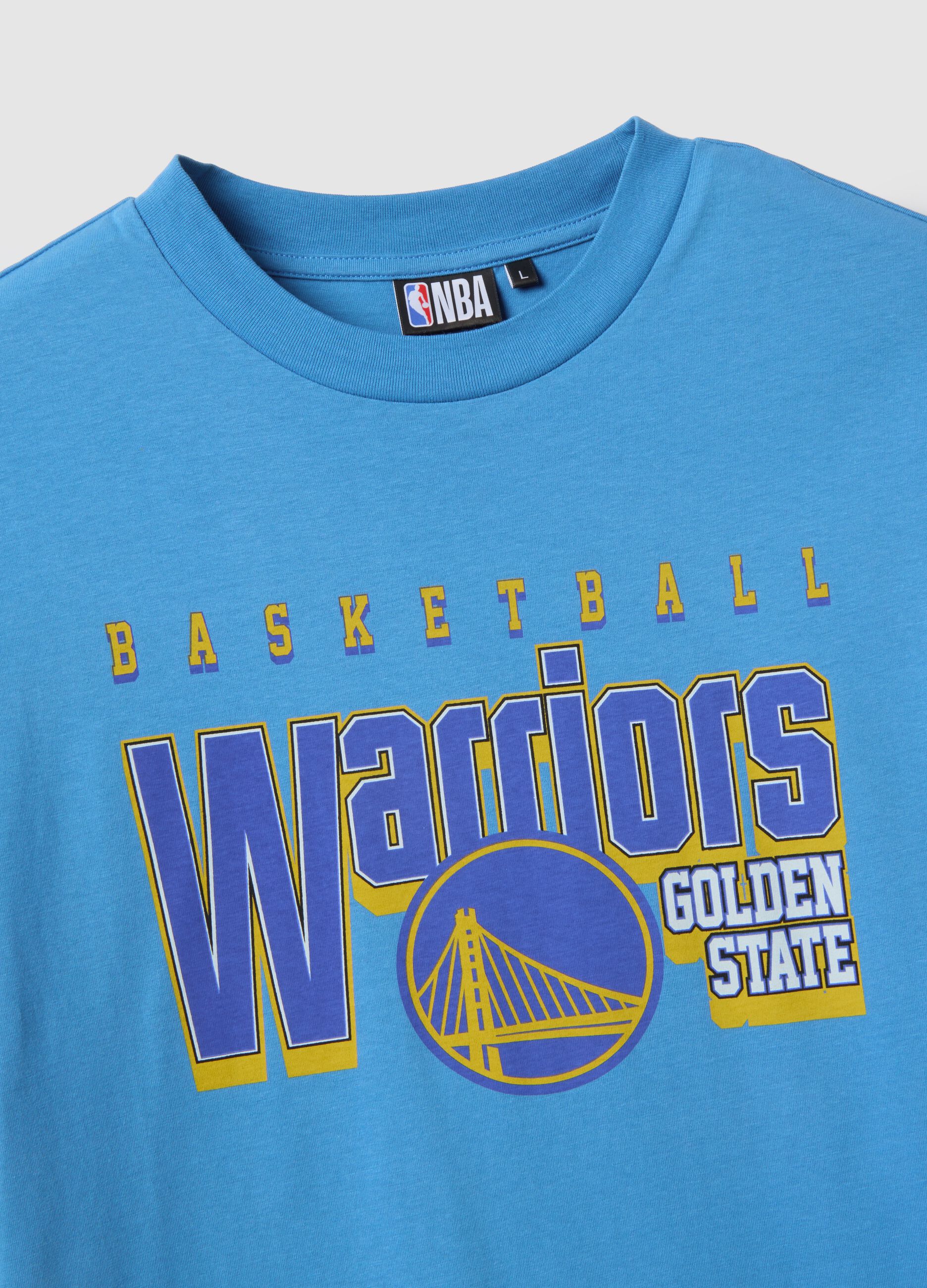 Sky Blue Pure Cotton Regular Fit T-shirt with Golden State Warriors Logo