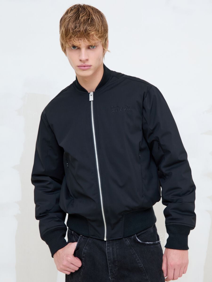 Black Nylon Bomber Jacket_1