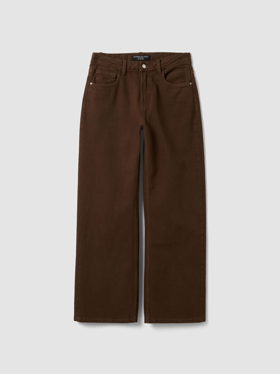 Brown straight-fit pure cotton jeans_4