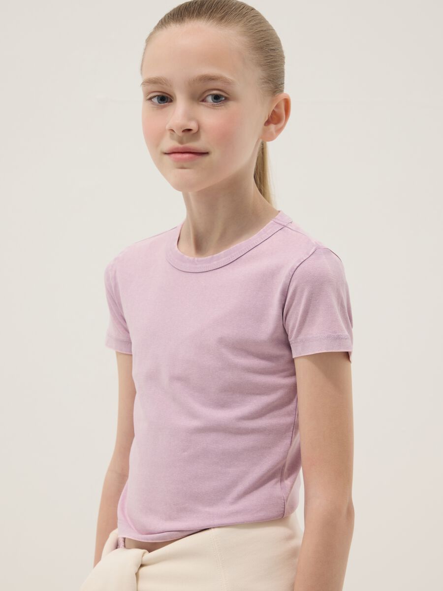Pink stretch cotton set with T-shirt and shorts_2