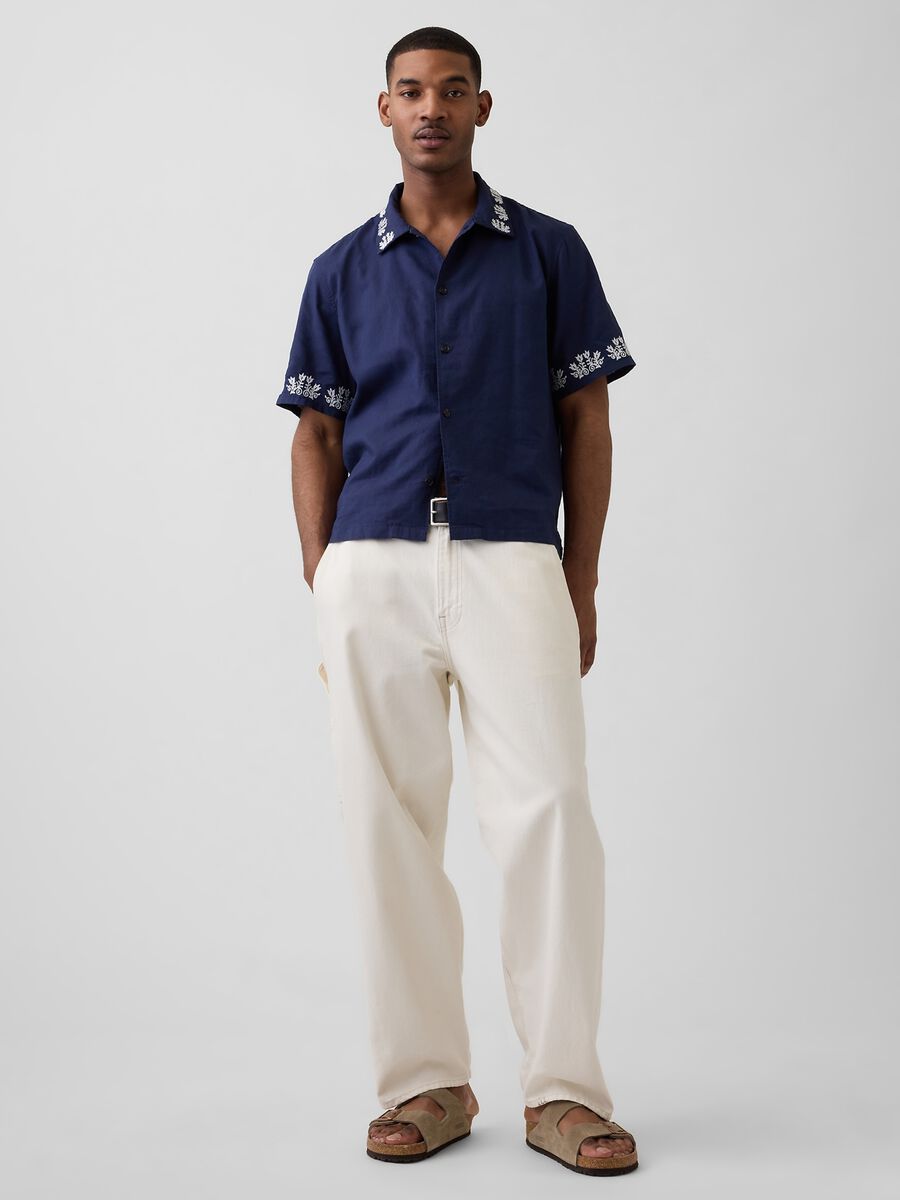 Linen and cotton blend shirt with embroidery_2