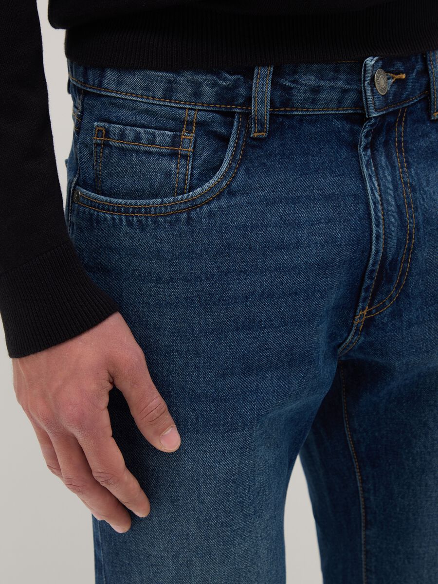 Blue Pure Cotton Regular Fit Jeans_3