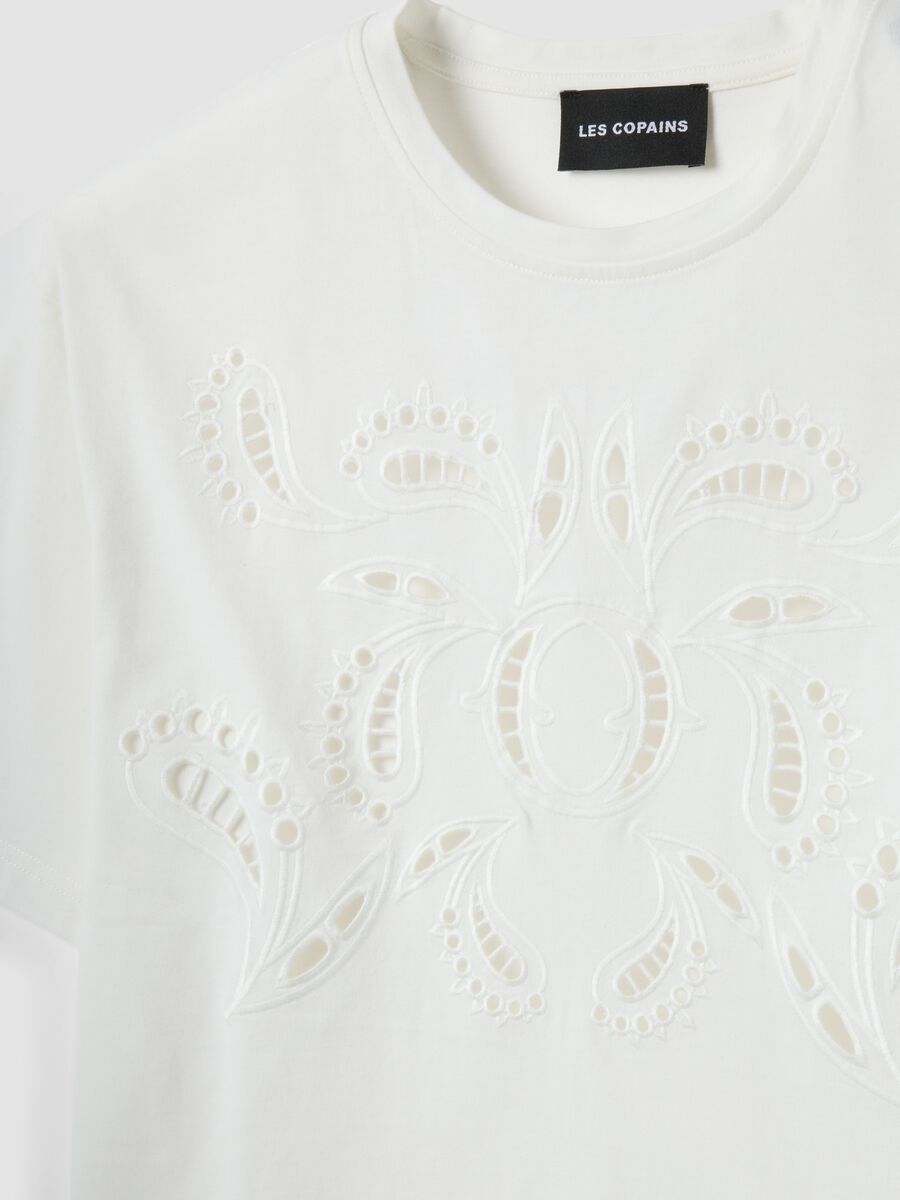 White pure cotton regular-fit T-shirt with broderie anglaise embroidery_6