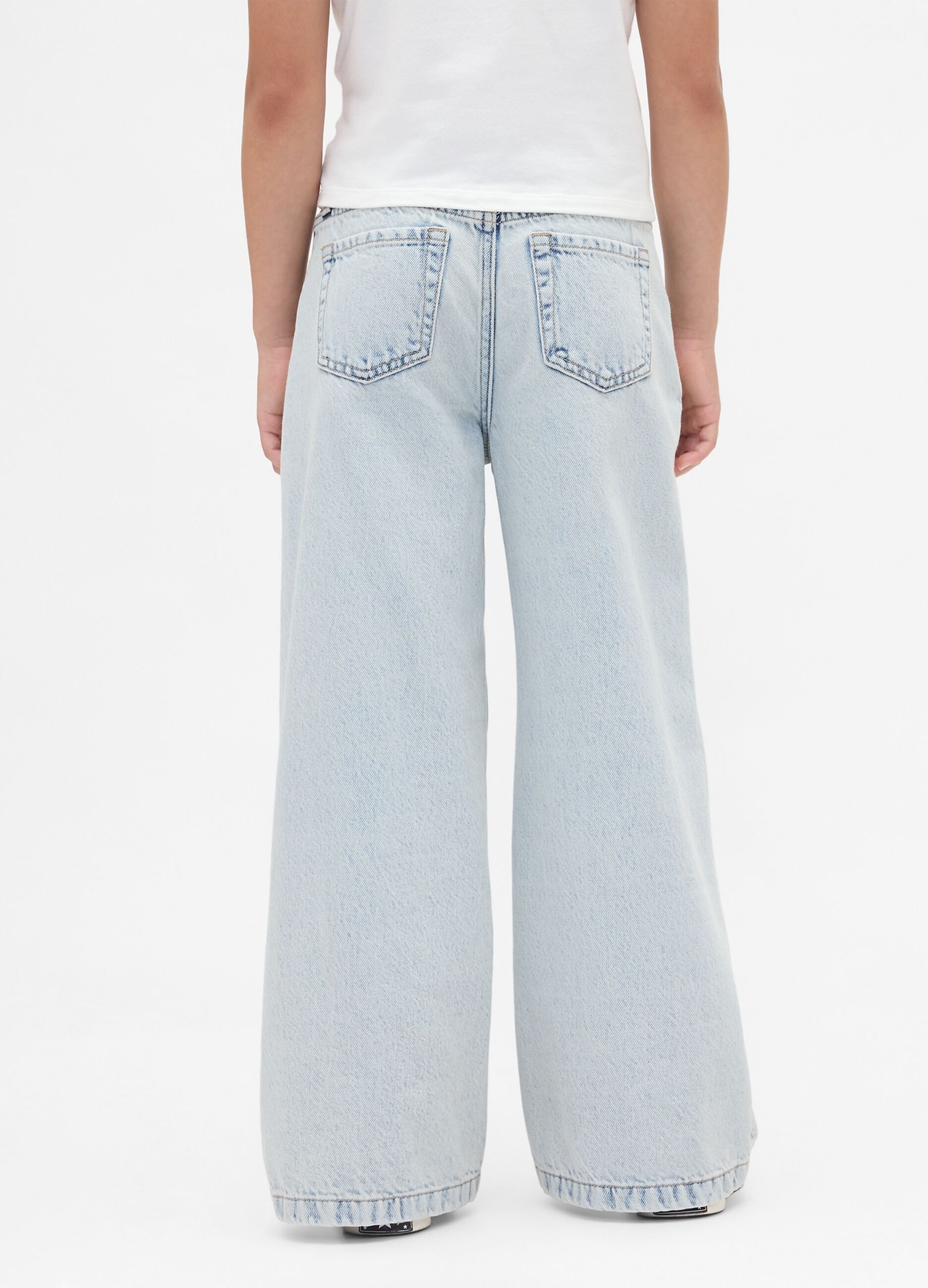 Wide-leg denim trousers