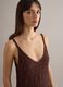 Brown pure cotton long dress slim fit with net texture_3