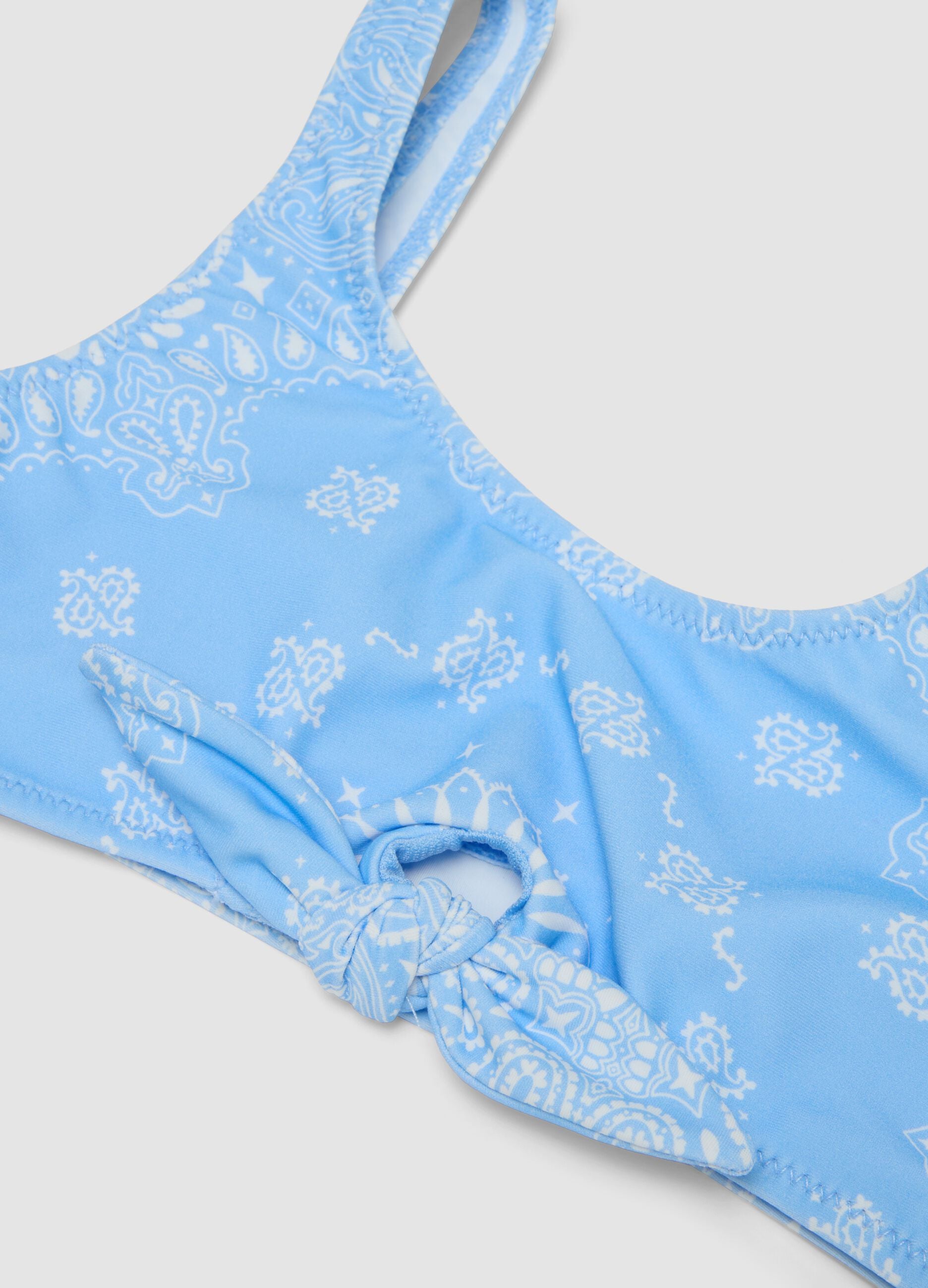 Girls&rsquo; blue stretch bikini with paisley print