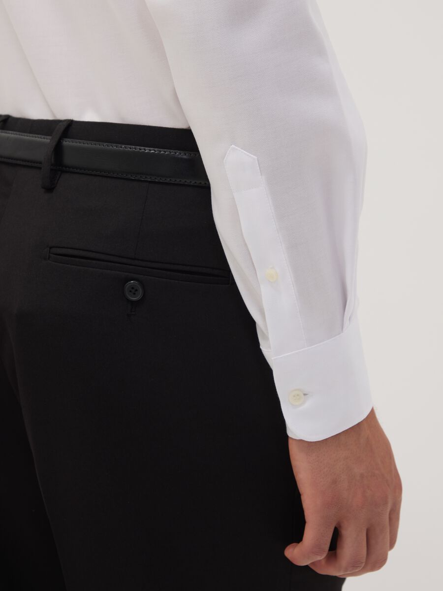 White pure cotton shirt with French collar, regular fit, non-iron_2