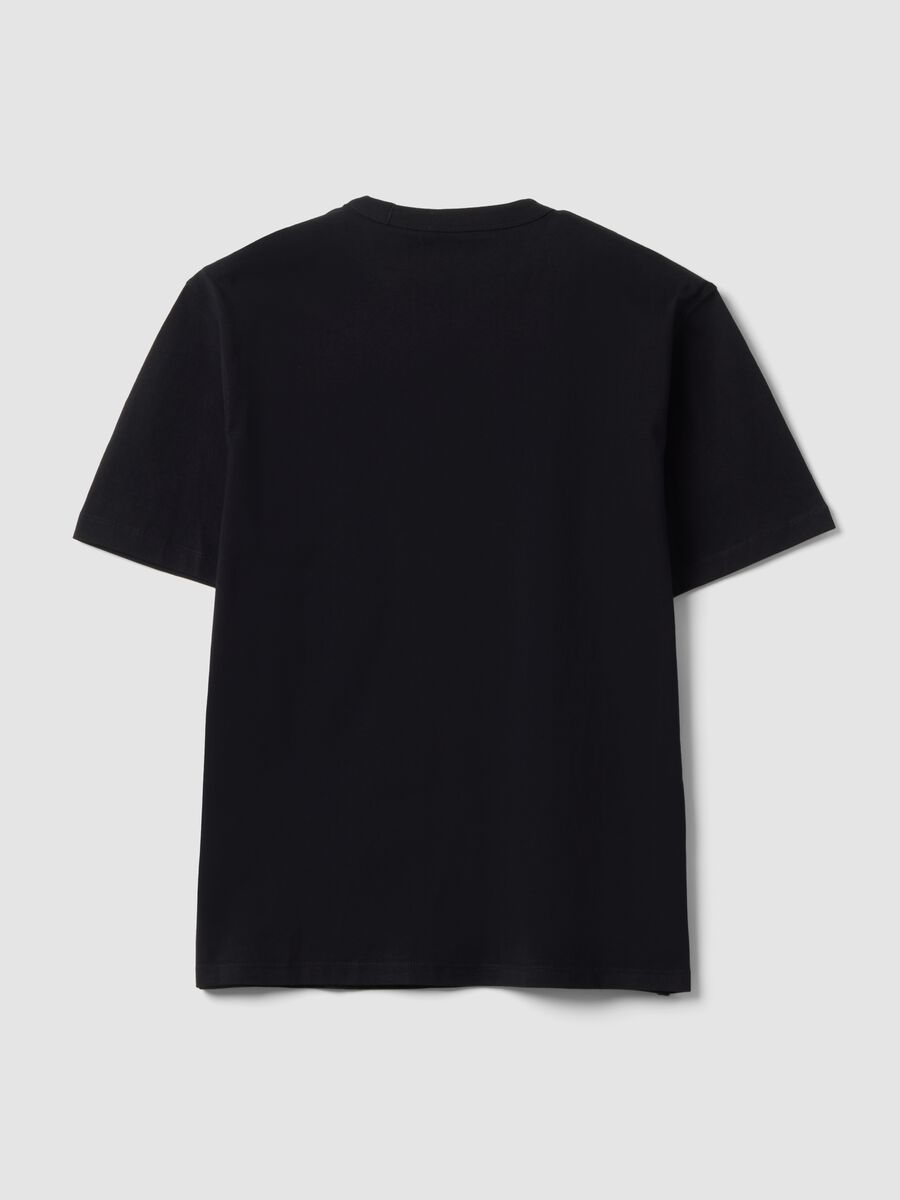 Black pure cotton crew-neck T-shirt with a relaxed fit_2