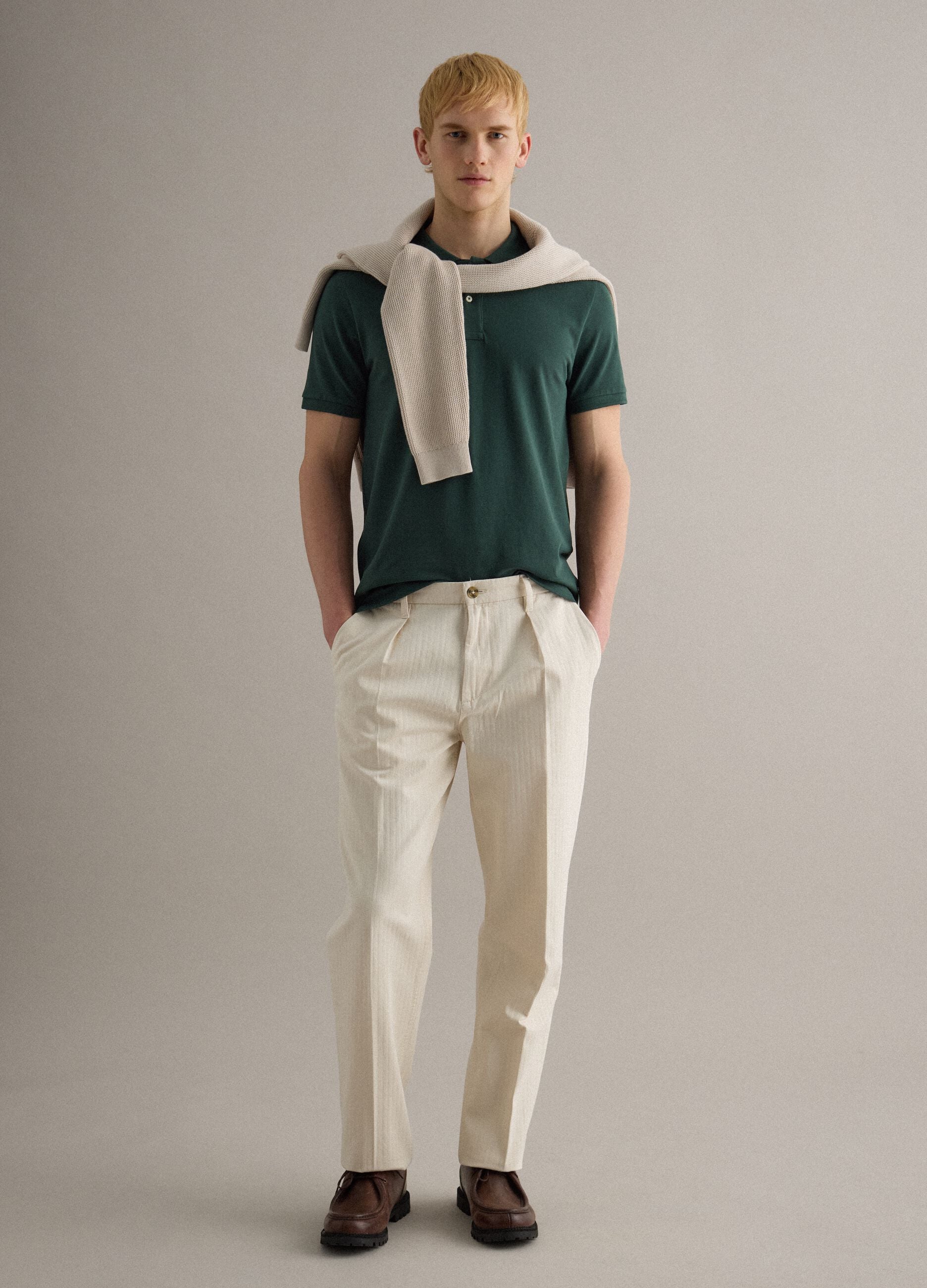 Green Supima cotton polo shirt, regular fit