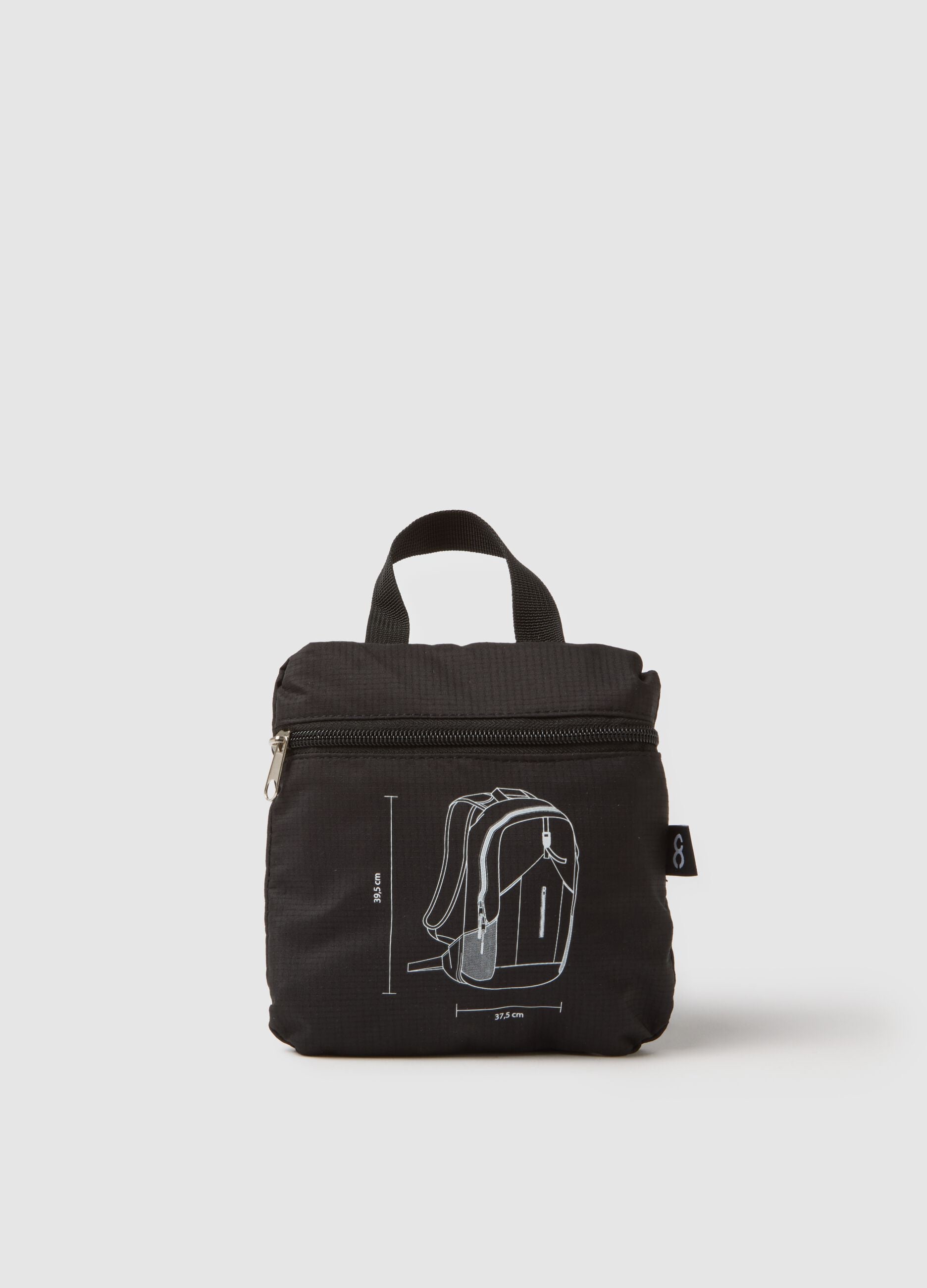 Foldable black sports backpack with adjustable shoulder straps