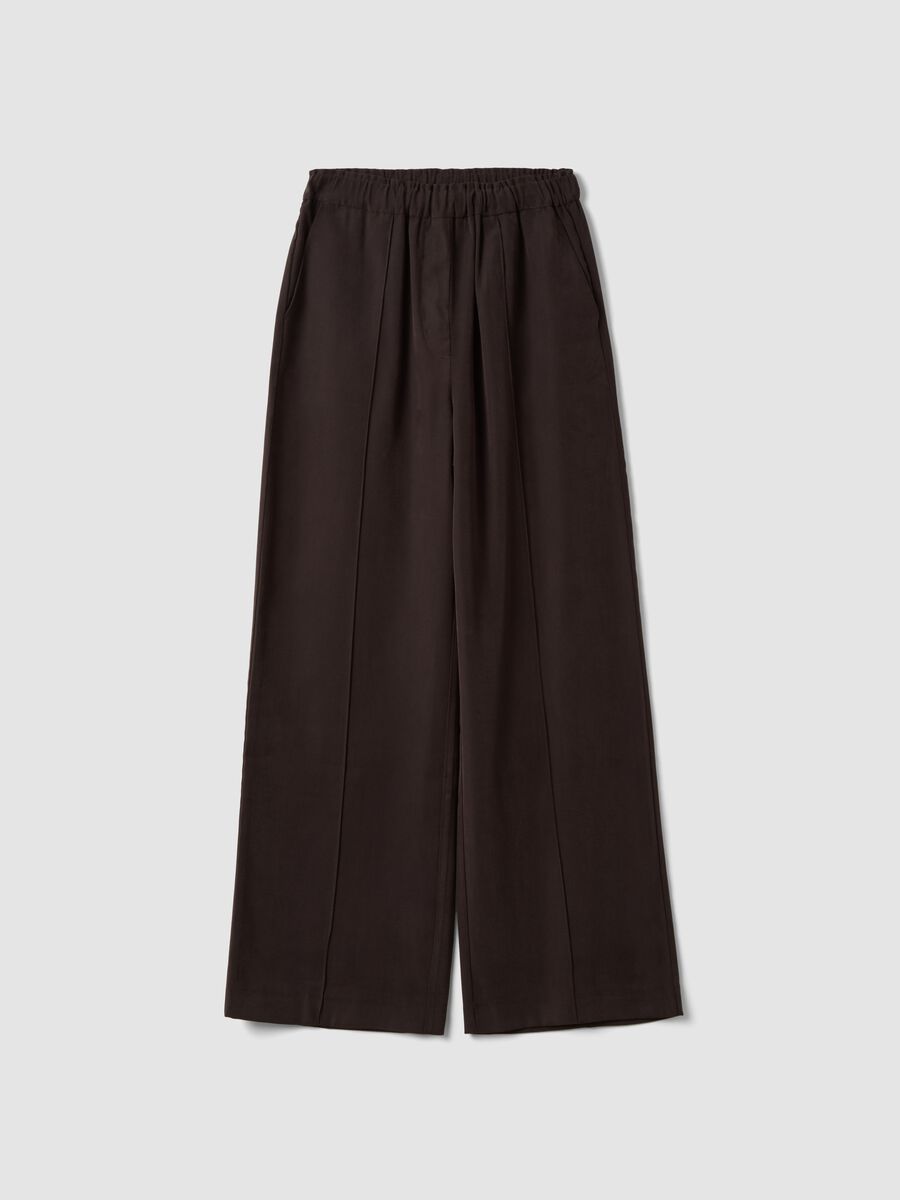 Brown viscose-blend wide-leg jogger trousers_4