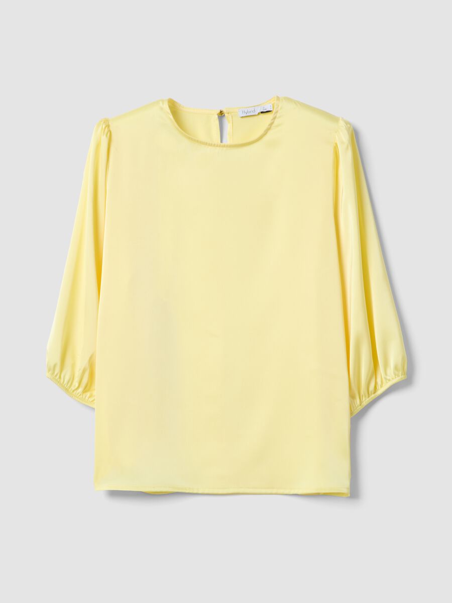 Yellow Regular Fit Long Sleeve Top with Keyhole Closure_4