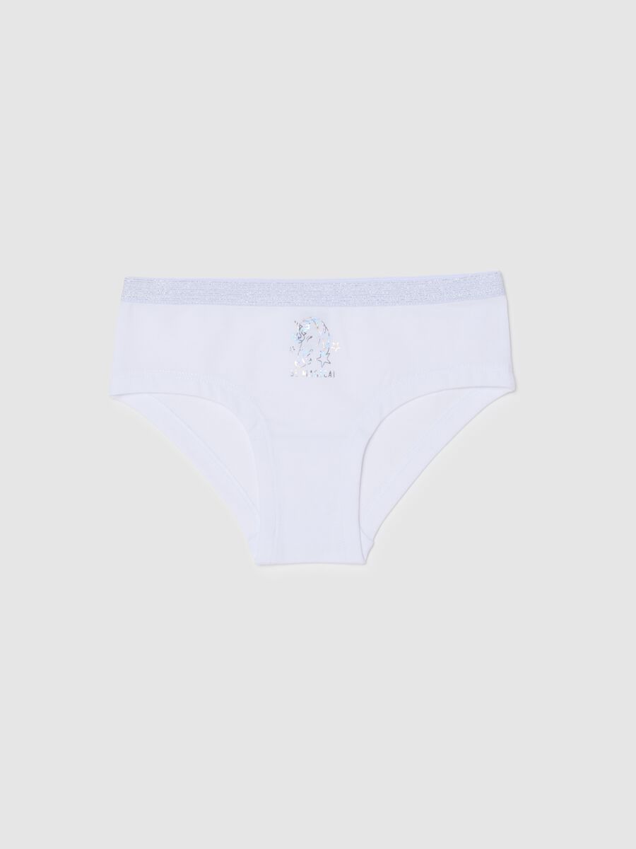 White stretch cotton panties for girls_0