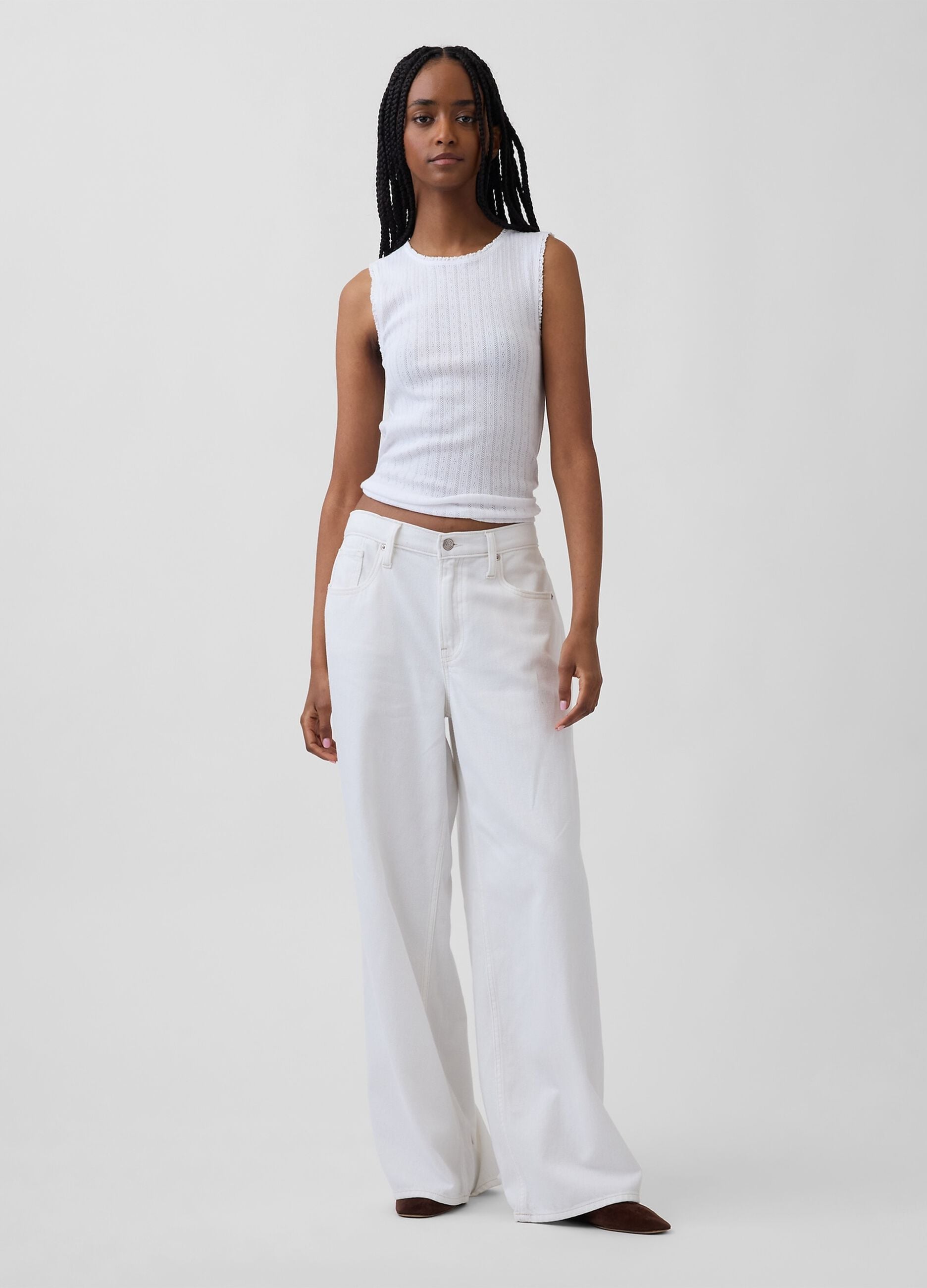 Ribbed cotton-blend tank top