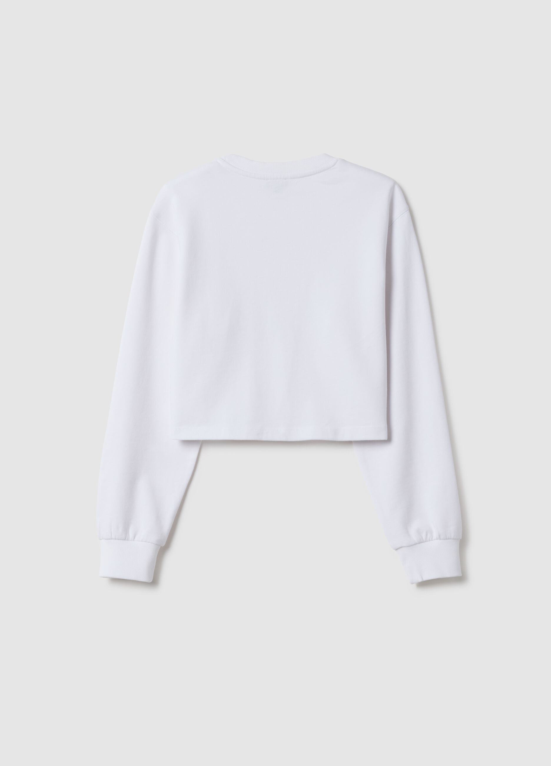 Girl's white pure cotton sweatshirt regular fit with embroidered heart