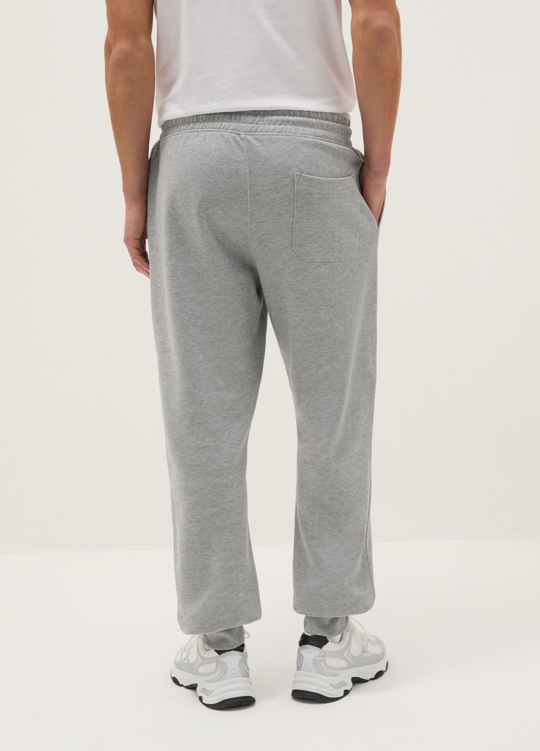 Regular Fit Grey Cotton Blend Jogger Trousers